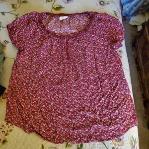 Faded Glory Peasant Blouse with Floral Design Size L (12-14)